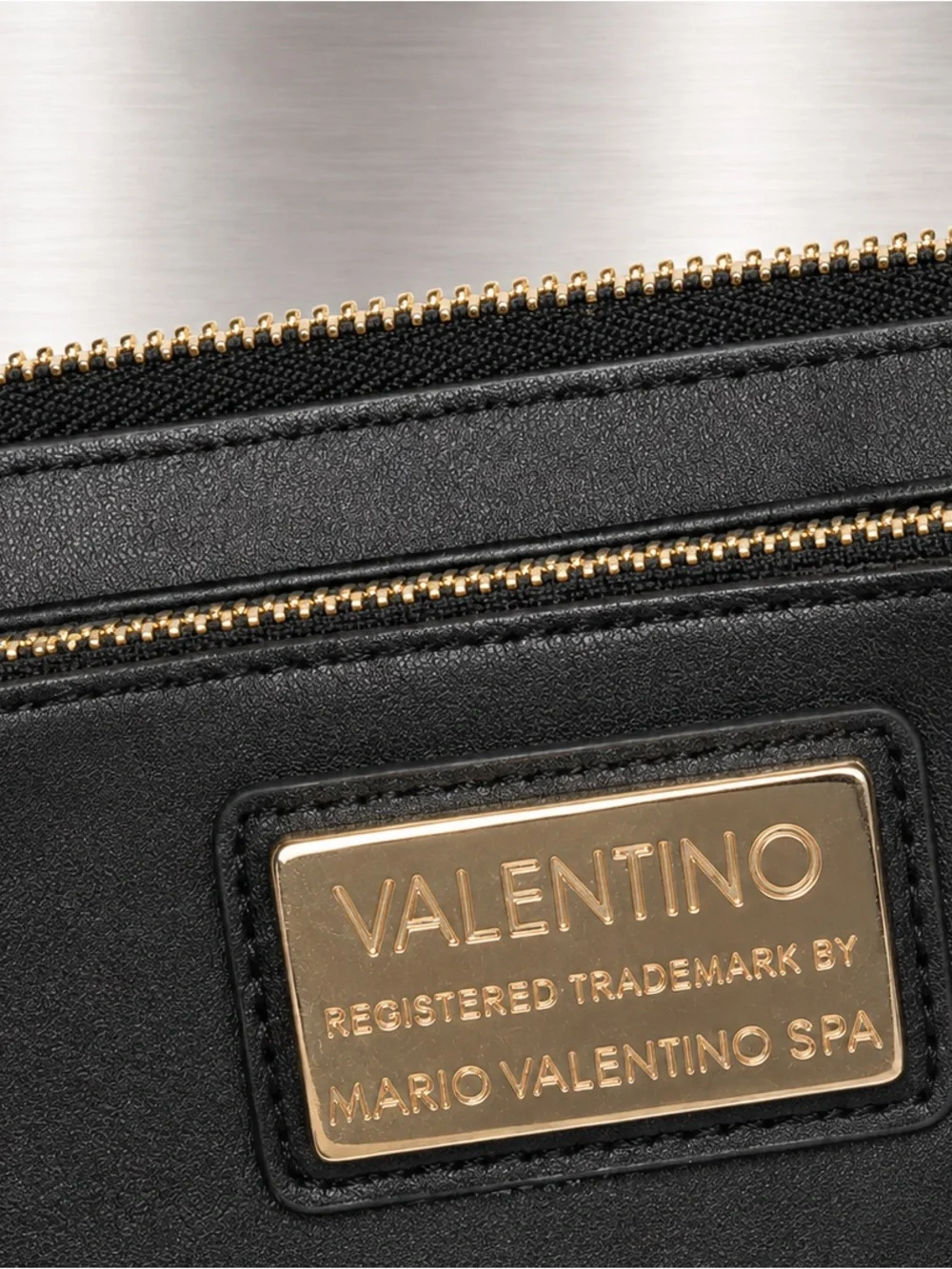 Mario Valentino Black V Logo Zip Around Wallet Gold Hardware NWOT